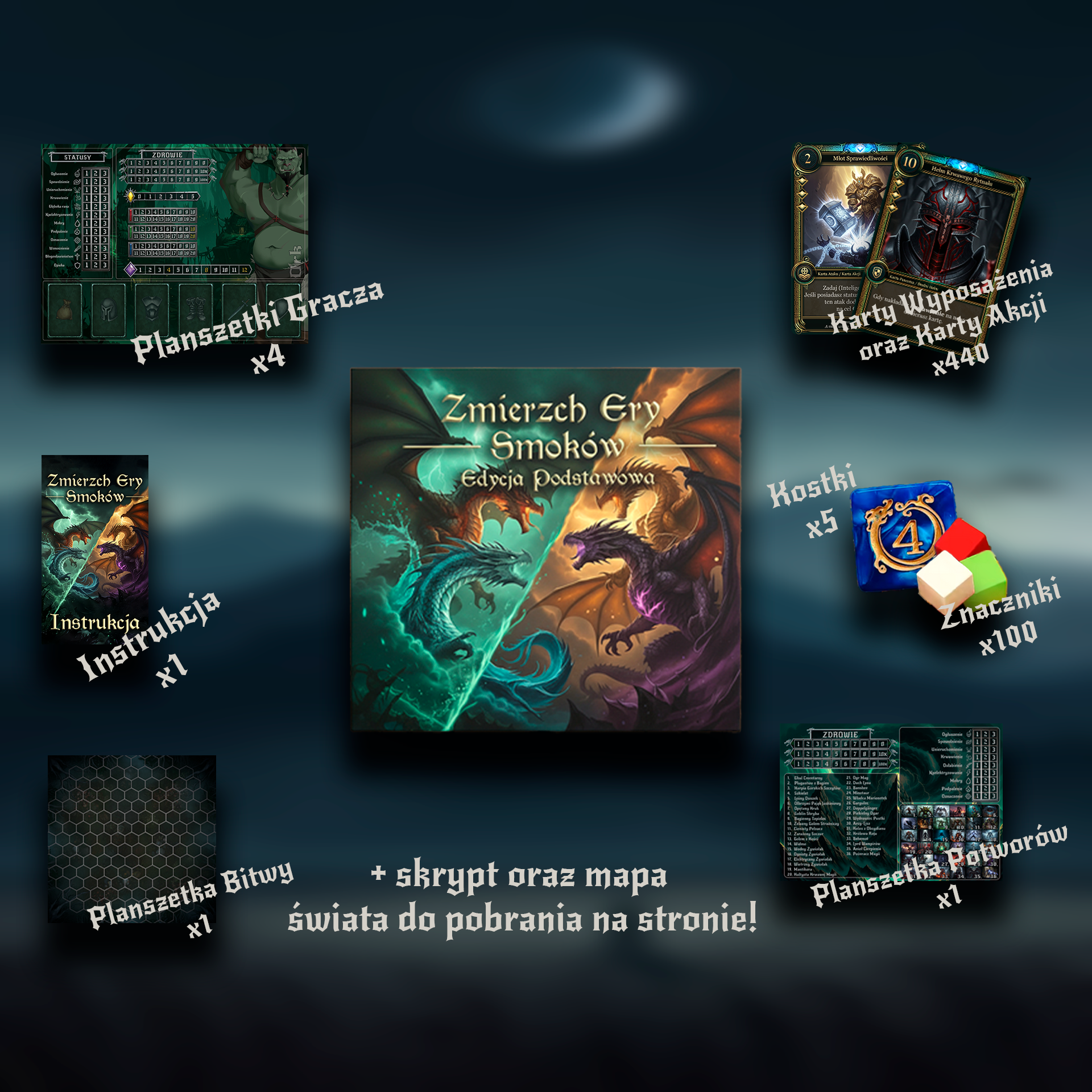 Pełna zawartość pudełka Zmierzch Ery Smoków
